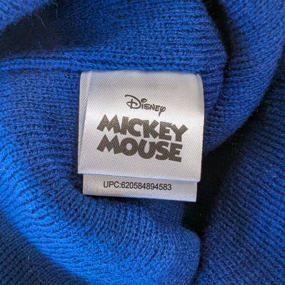 New Mickey Mouse Blue Pom Beanie hat with mini stretch gloves - Picture 5 of 7